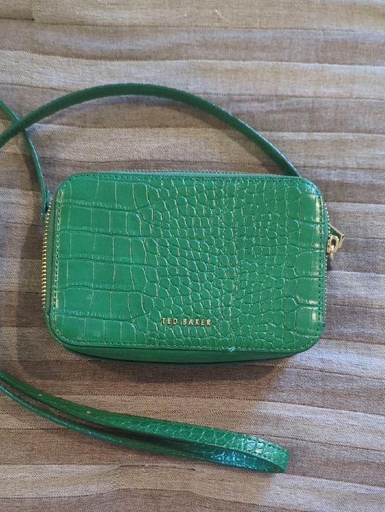 Ted Baker Handbags - Ted Baker Emerald Croc-Embossed Crossbody Bag with Gold Hardware
